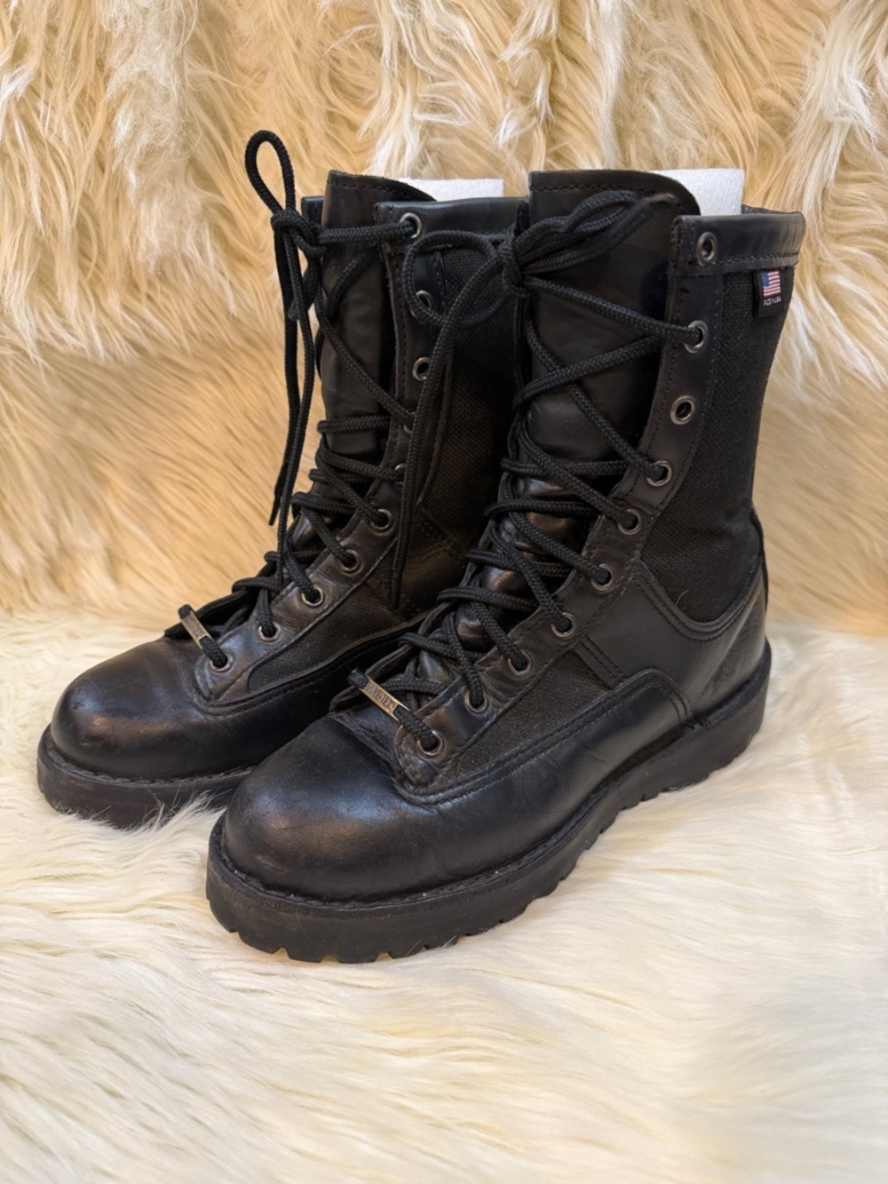 Donner Black Leather Women’s Tactical Lace-Up Combat Boots -Size 7